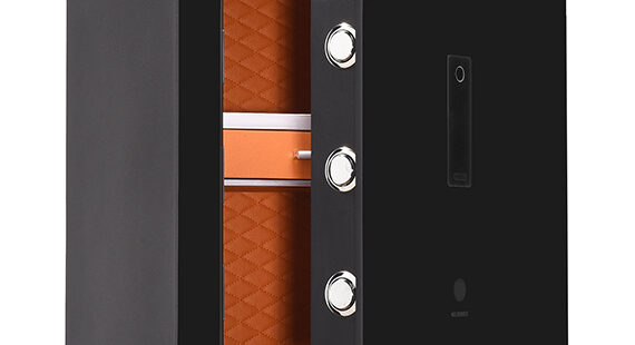 Nikawa Glossy Black Premium Safe with Leather Interior