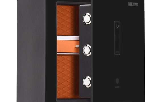 Nikawa Glossy Black Premium Safe with Leather Interior