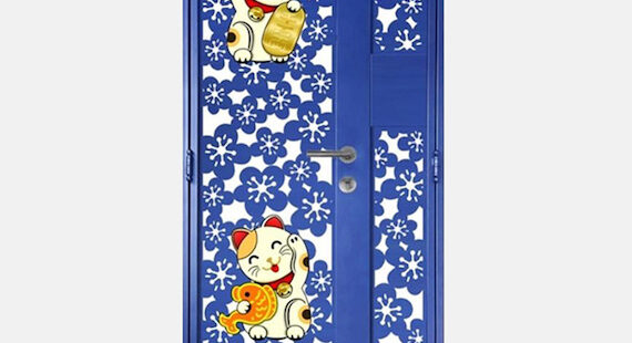 Lucky Cat Katoon Kato 3D Gate 3×7 Feet Blue