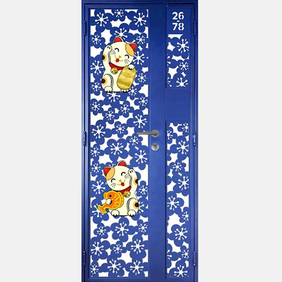 Lucky Cat Katoon Kato 3D Gate 3×7 Feet Blue