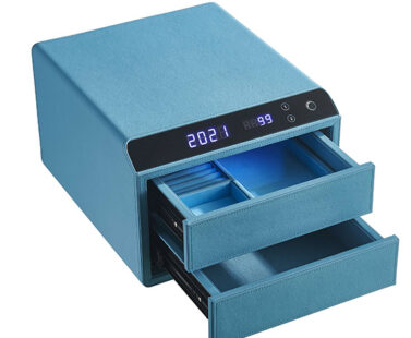 NIKAWA Feramo Leather Smart Safe box- Sky Blue