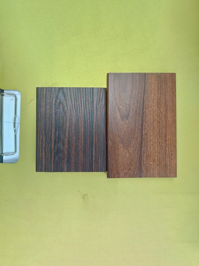 You can choose the colour you wish for the aluminium wood